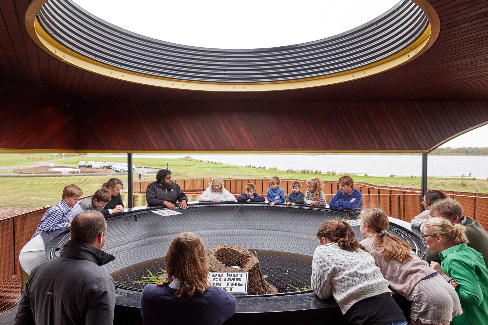 Guide gives a cultural talk, Budj Bim Cultural Landscape Tourism, Victoria © Tourism Australia