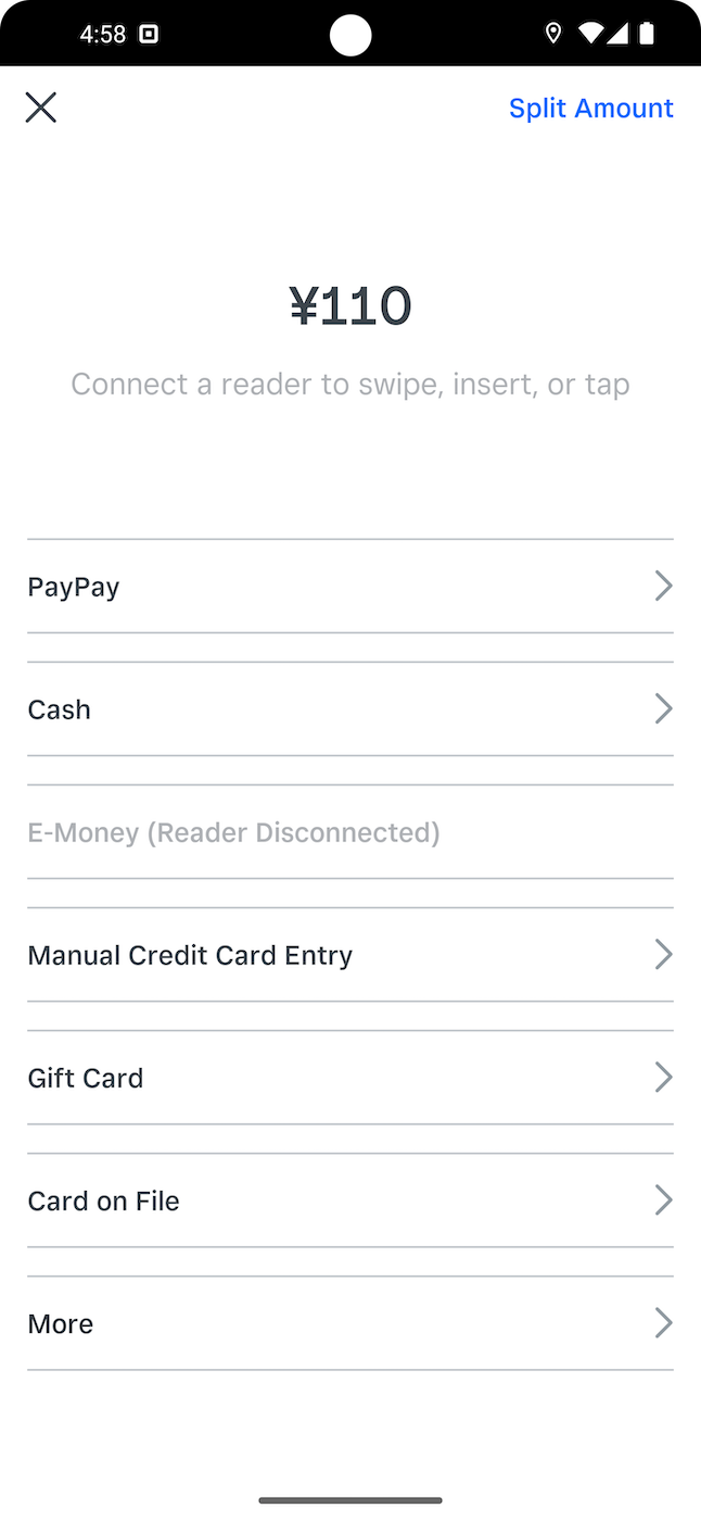 A graphic showing the Point of Sale application running on a mobile device in Japan and showing a localized payment page with PayPay and other payment methods.