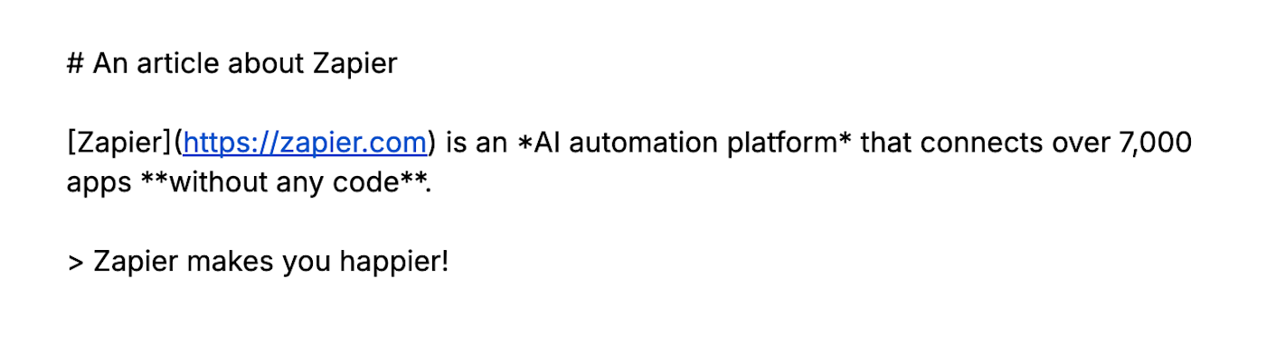 Markdown formatting