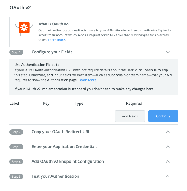 OAuth v2 configuration options