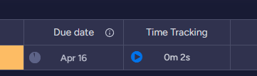 Time-tracking column in a monday.com table.