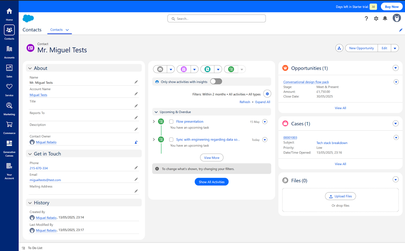 A screenshot of Salesforce Sales Cloud, our pick for the best CRM for extensibility