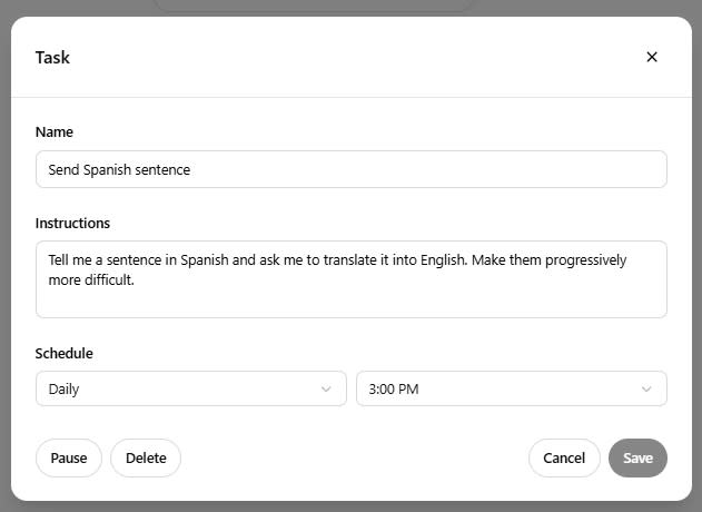 Tasks in ChatGPT