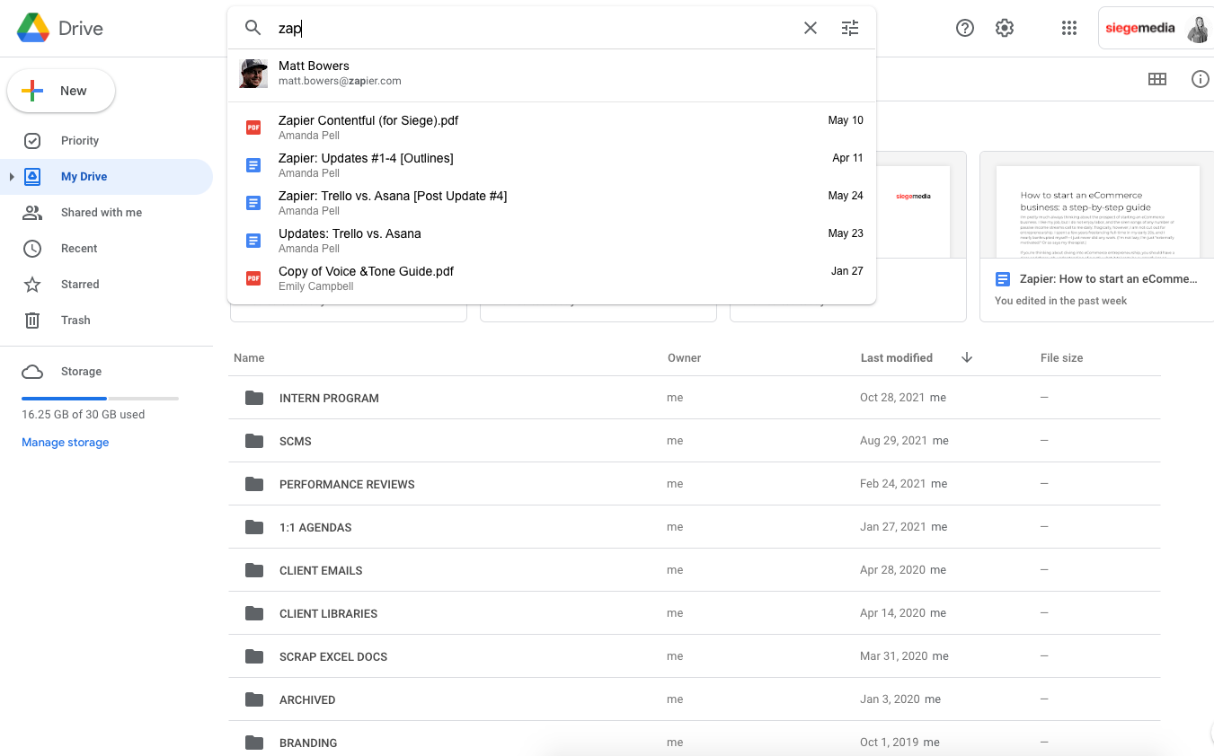 Google Drive, our pick for the best free small business software for cloud storage.
