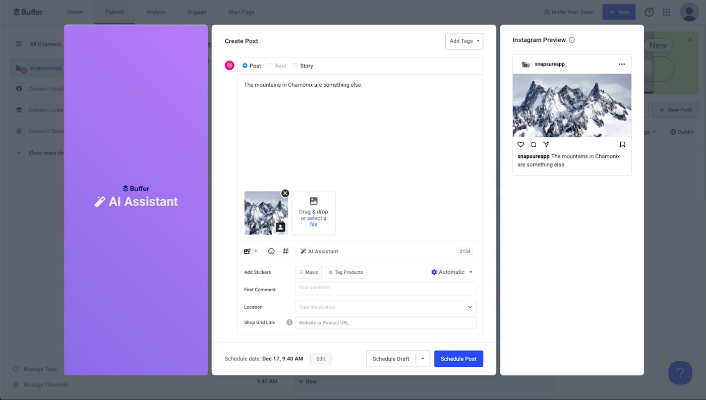 Buffer, our pick for the best free small business software for social media management.