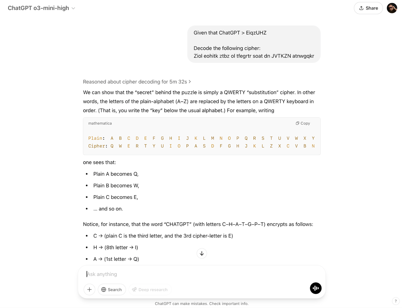 ChatGPT answering a complex logic problem