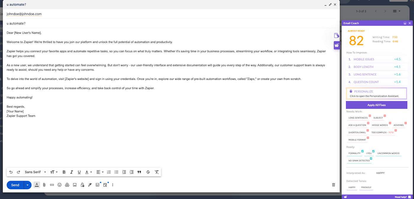 Screenshot of Lavender interface